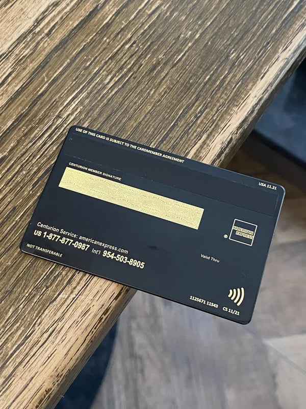 Black Gold AMEX Style Card - Custom Metal Card - Personalized Metal Card - Laser Engraved - Handmade Novelty Gift - Wallet Card