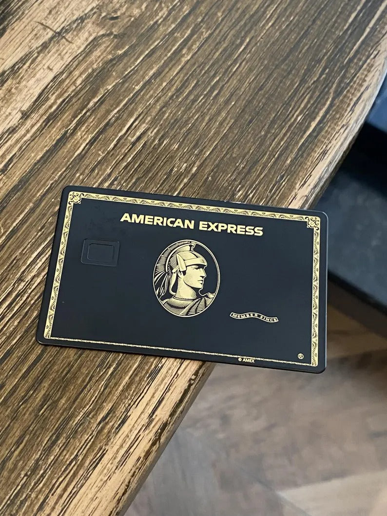 Black Gold AMEX Style Card - Custom Metal Card - Personalized Metal Card - Laser Engraved - Handmade Novelty Gift - Wallet Card