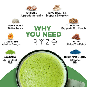 RYZE Organic Mushroom Matcha with 6 Adaptogenic Mushrooms, 30 Servings My Store