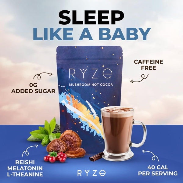 RYZE Mushroom Hot Cocoa with Melatonin, Reishi & L-Theanine, 20 Servings My Store