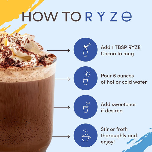 RYZE Mushroom Hot Cocoa with Melatonin, Reishi & L-Theanine, 20 Servings My Store