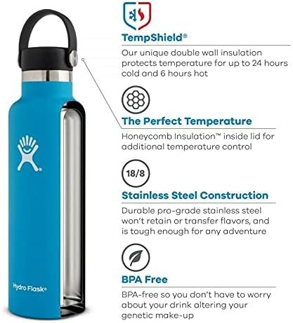 Hydro Flask - Water Bottle 709 ml (24 oz) - Vacuum Insulated Stainless Steel Water Bottle with Leak Proof Flex Cap and Powder Coat - BPA-Free - Standard Mouth - Watermelon My Store