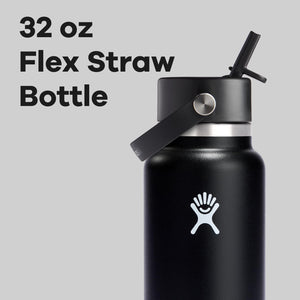 Hydro Flask Water Bottle - Insulated Stainless Steel - Wide Straw Lid, Non Spill, Leakproof in 32 Oz Black My Store