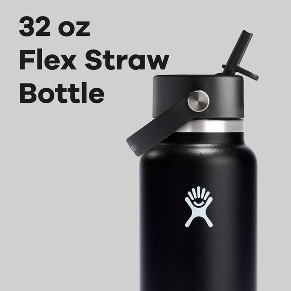 Hydro Flask Water Bottle - Insulated Stainless Steel - Wide Straw Lid, Non Spill, Leakproof in 32 Oz Black My Store