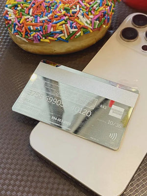 Custom AMEX Silver Mirror Metal Card - Custom Card - Personalized Metal Card - Laser Engraved - Handmade Novelty Gift - Wallet Card