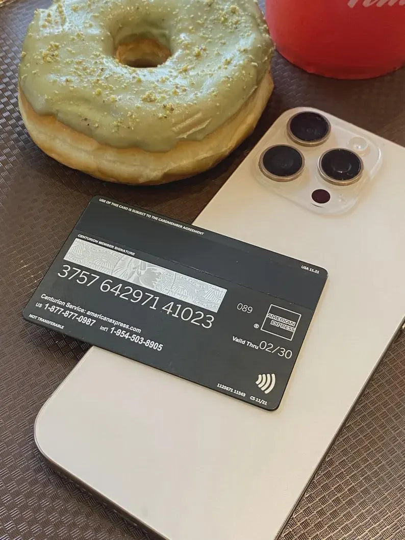 Custom AMEX Black Art Metal Card - Custom Metal Card - Personalized Metal Card - Laser Engraved - Handmade Novelty Gift - Wallet Card