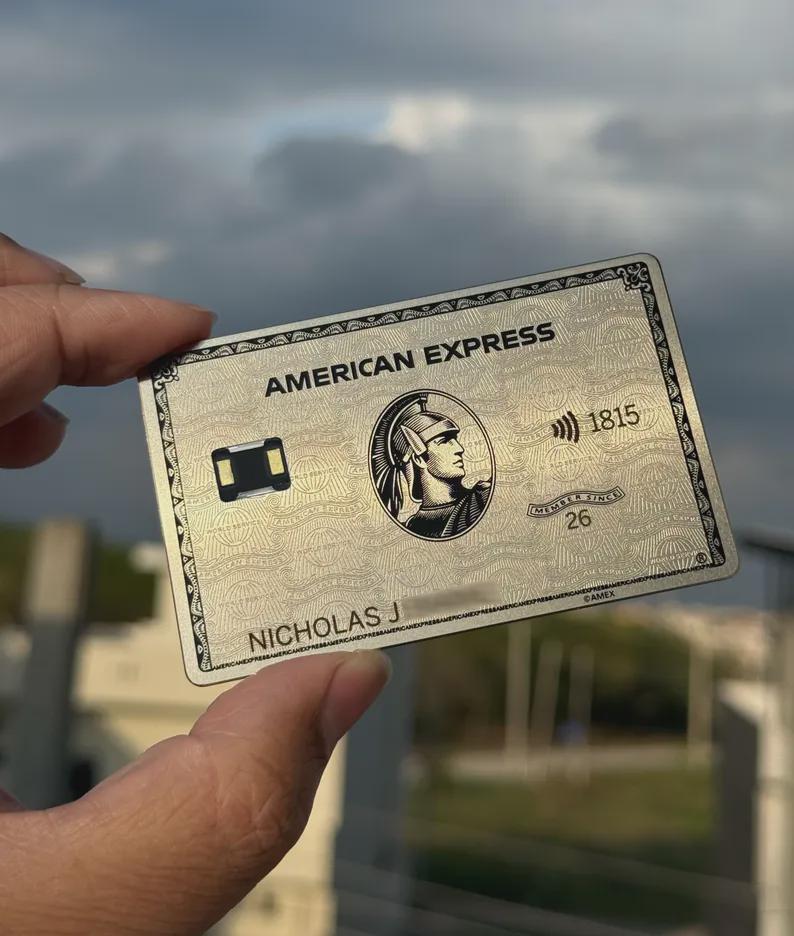 Tap to Pay Custom AMEX Platinum Metal Card - Custom Card. NFC Metal Card - Laser Engraved - Handmade Novelty Gift - Wallet Card