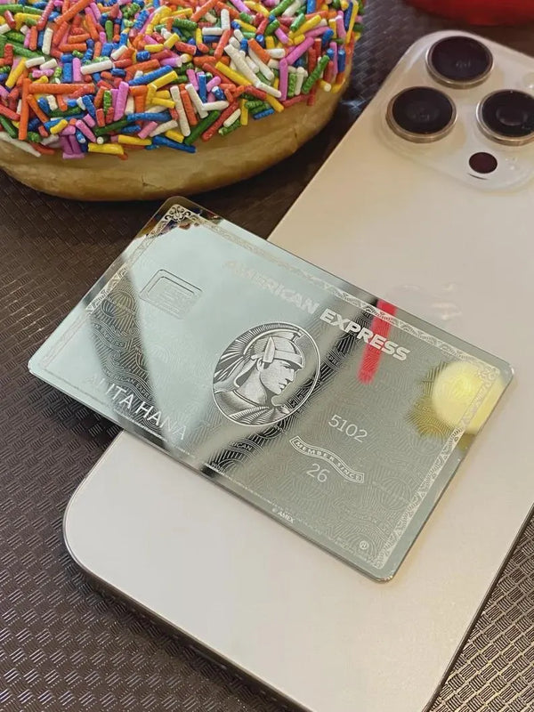 Custom AMEX Silver Mirror Metal Card - Custom Card - Personalized Metal Card - Laser Engraved - Handmade Novelty Gift - Wallet Card